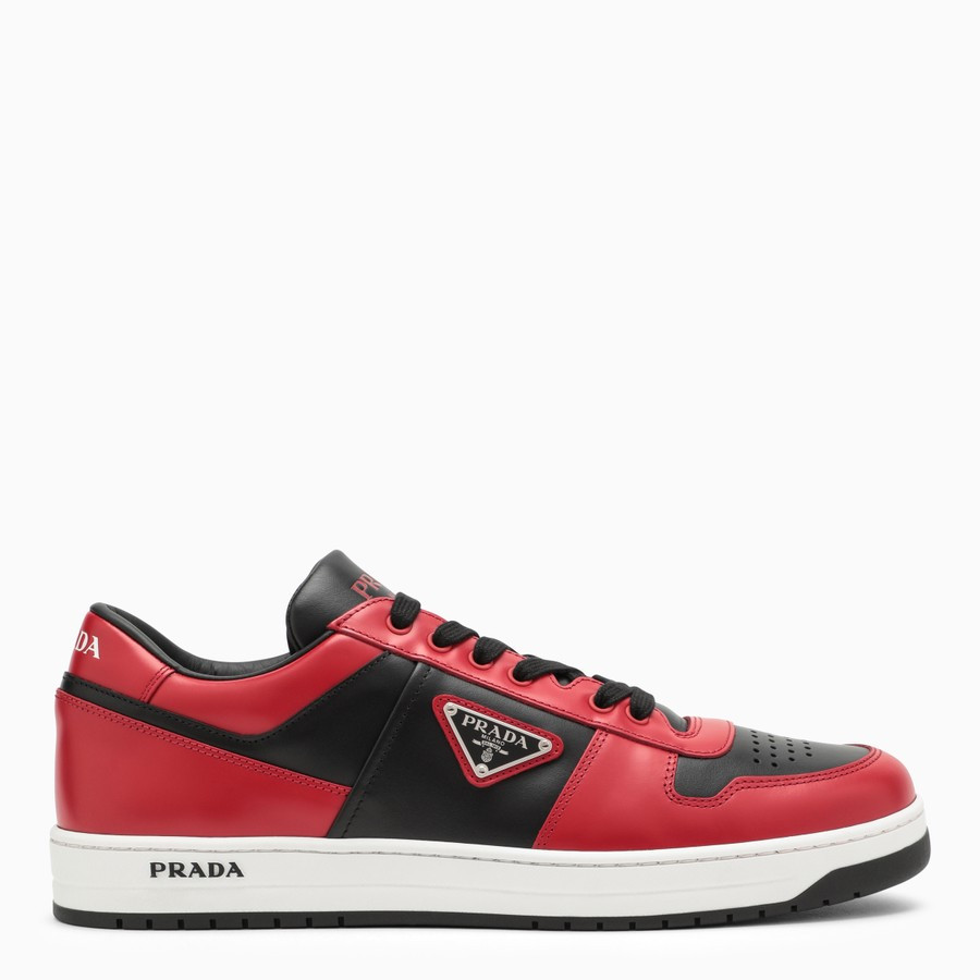 Prada Downtown Leather Red Black Sneakers