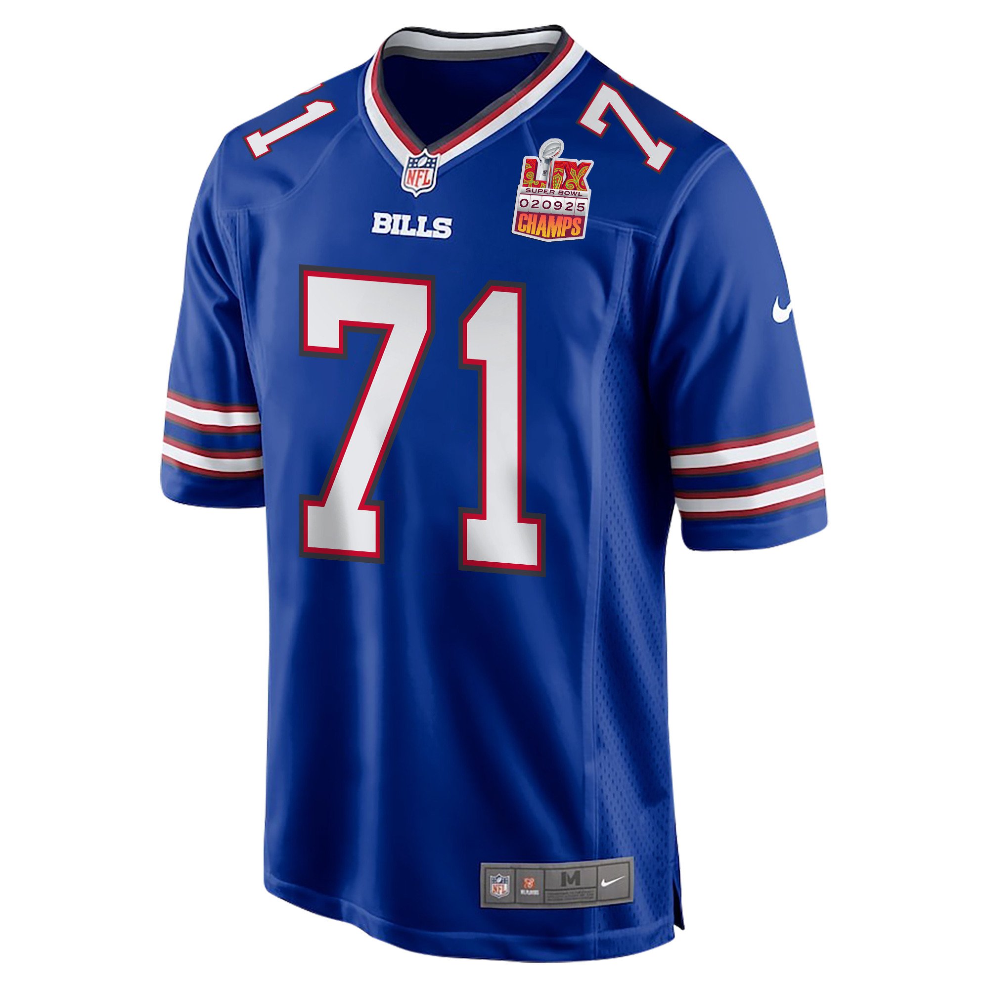 Quinton Jefferson 71 Buffalo Bills Super Bowl LIX Champions Patch Game Men Jersey - Royal