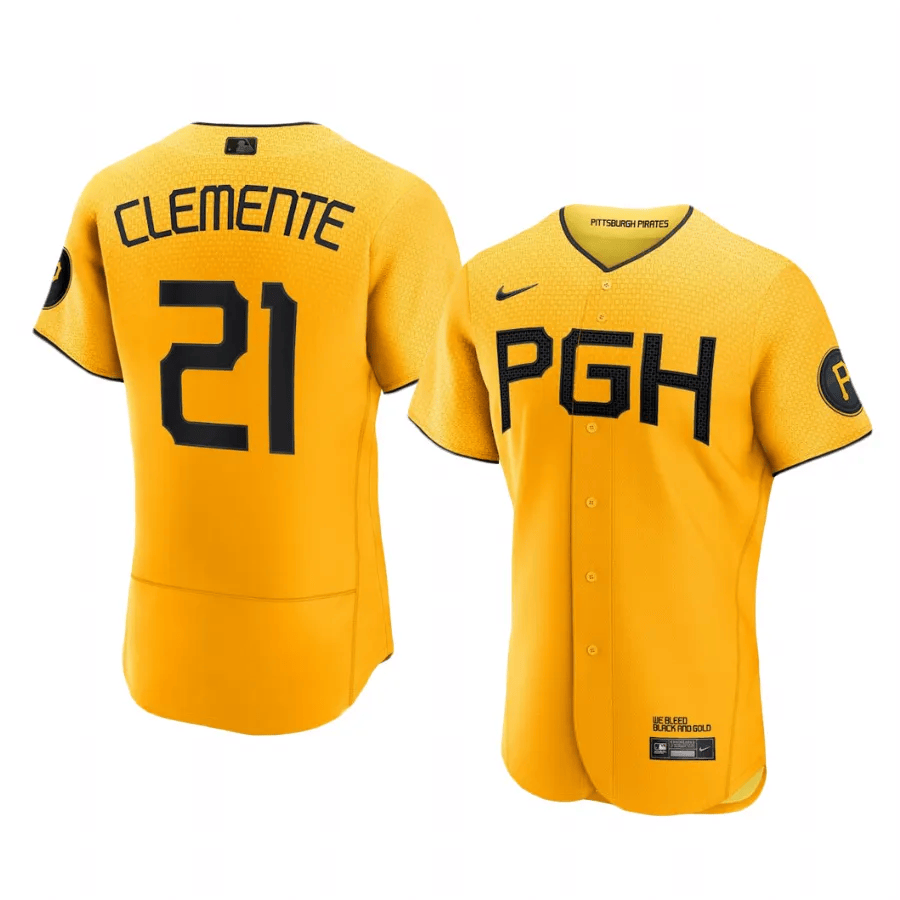Roberto Clemente Pittsburgh Pirates Gold 2023 City Connect Jersey