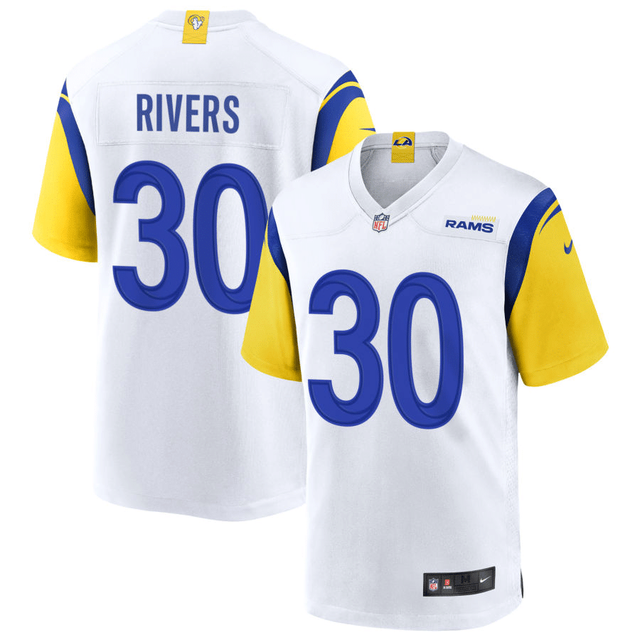 Ronnie Rivers Los Angeles Rams Alternate White Game Jersey
