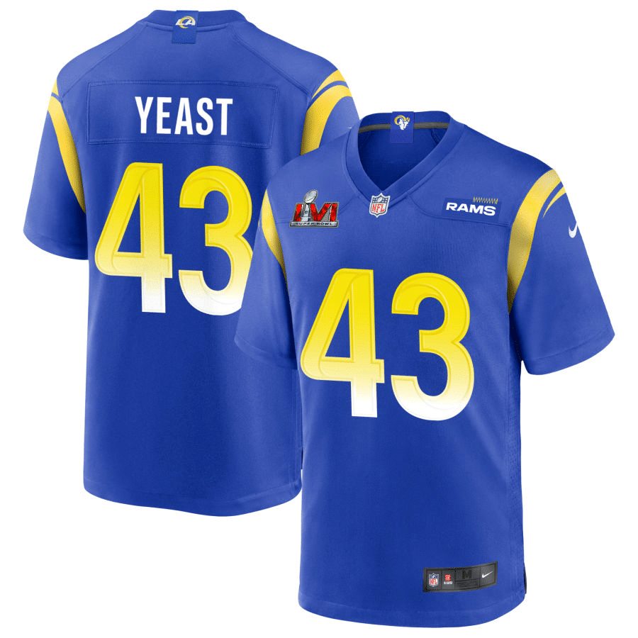 Russ Yeast Los Angeles Rams 2022 Super Bowl LVI Patch Royal Game Jersey