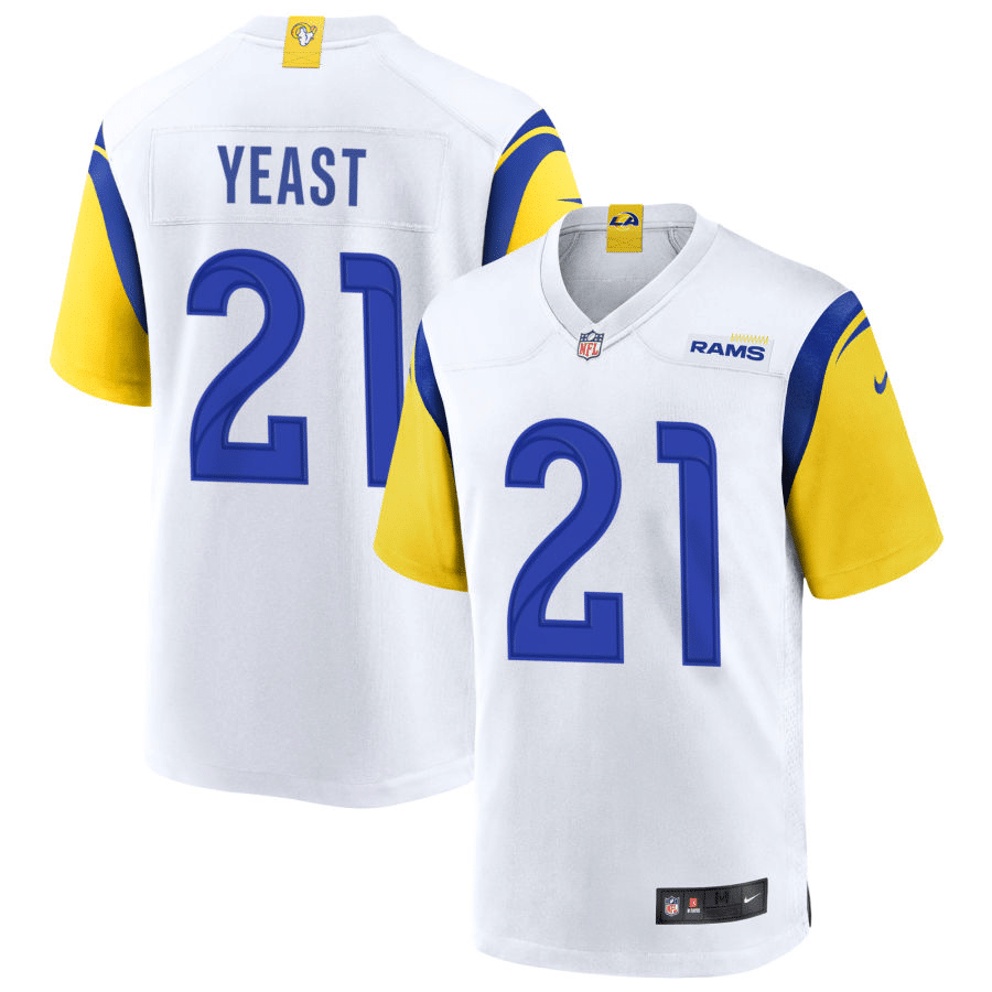 Russ Yeast Los Angeles Rams Alternate White Game Jersey