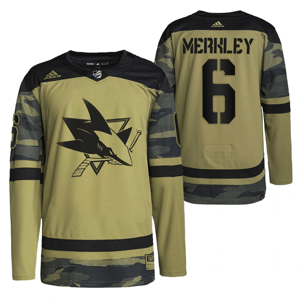 Ryan Merkley San Jose Sharks 2022 Military Appreciation Team Camo Player Swingman Jersey