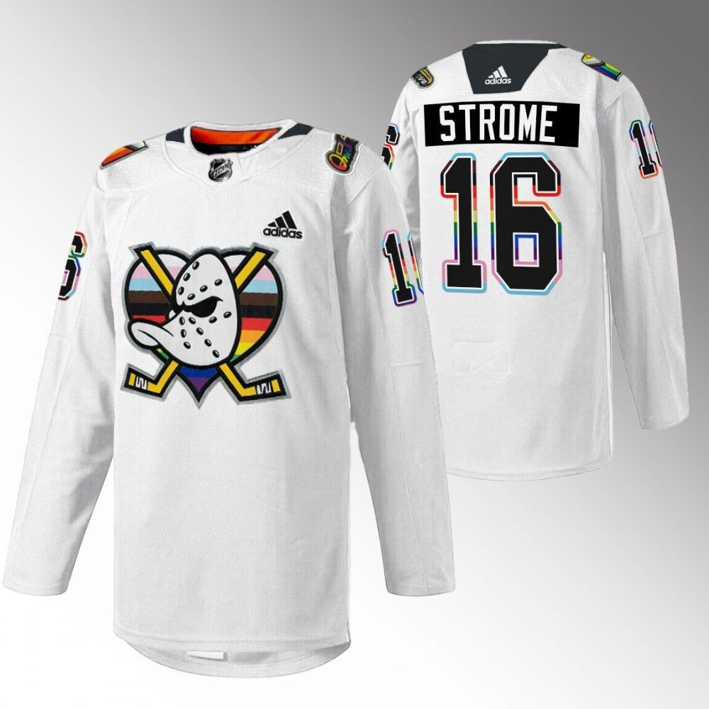 Ryan Strome Anaheim Ducks 2023 Pride Night Warm Up White Player Swingman Jersey