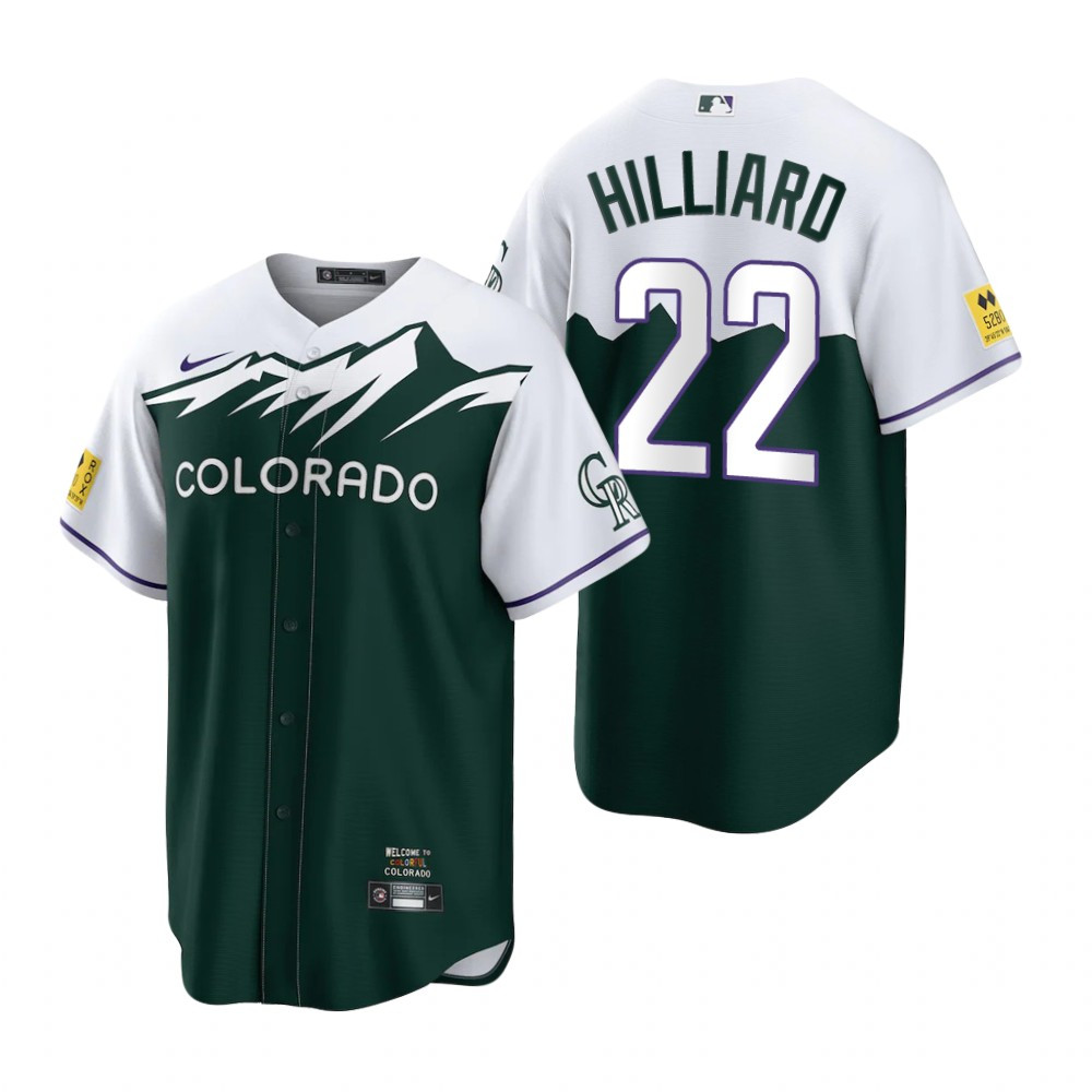 Sam Hilliard Colorado Rockies 2022 City Connect Green Baseball Player Jersey