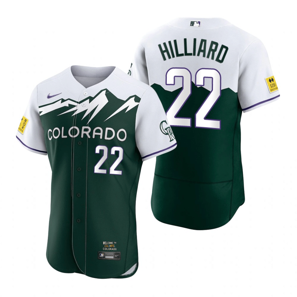 Sam Hilliard Colorado Rockies 2022 City Connect Green Baseball Player Jersey