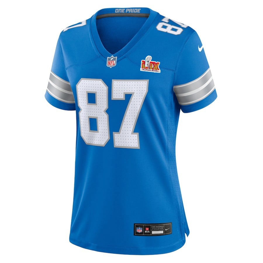 Sam LaPorta #87 Detroit Lions Super Bowl LIX Women’s Jersey – Blue