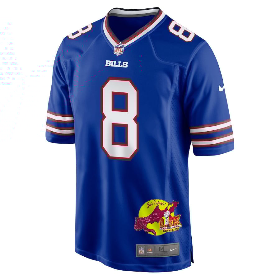 Sam Martin 8 Buffalo Bills Super Bowl LIX New Orleans Patch Game Men Jersey - Royal
