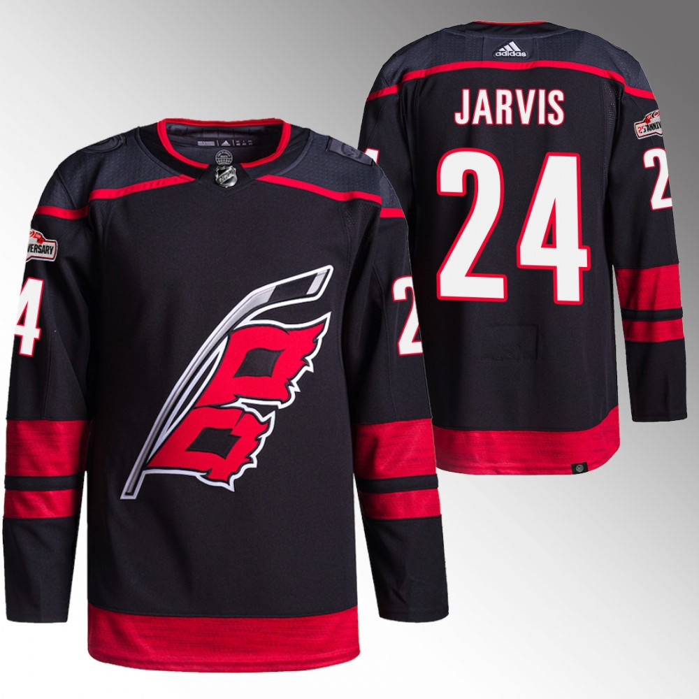 Seth Jarvis Carolina Hurricanes 25th Anniversary Black Player Swingman Jersey
