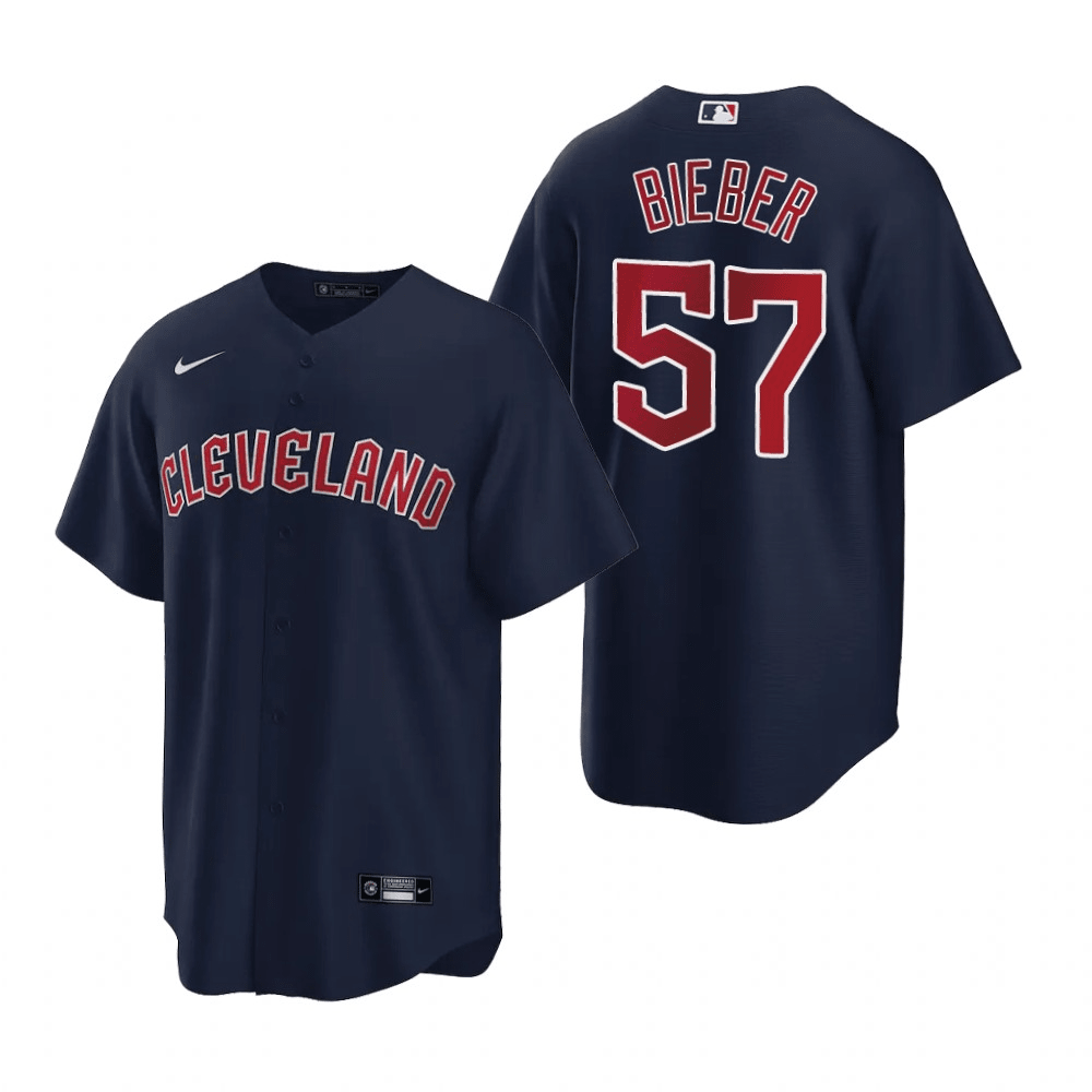 Shane Bieber Cleveland Guardians Alternate Navy Baseball Player Jersey