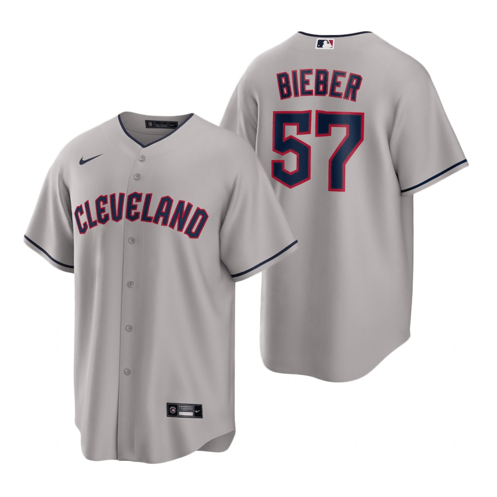 Shane Bieber Cleveland Guardians Road Gray Baseball Player Jersey