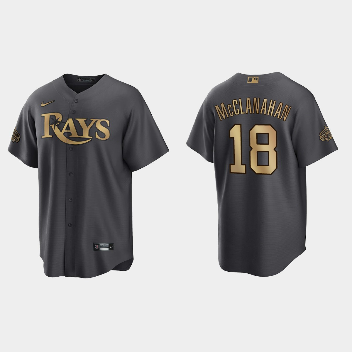 Shane McClanahan Tampa Bay Rays 2022 All Star Game Charcoal Baseball Player Jersey
