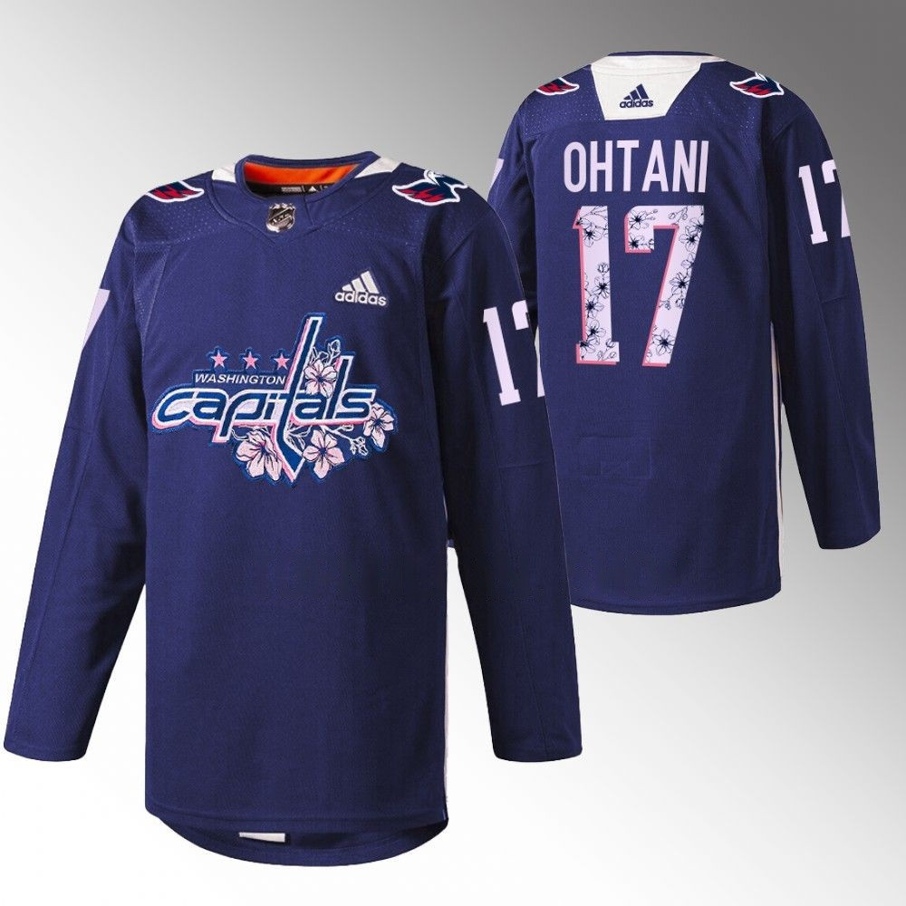 Shohei Ohtani Washington Capitals 2023 Cherry Blossom Warm Up Navy Player Swingman Jersey