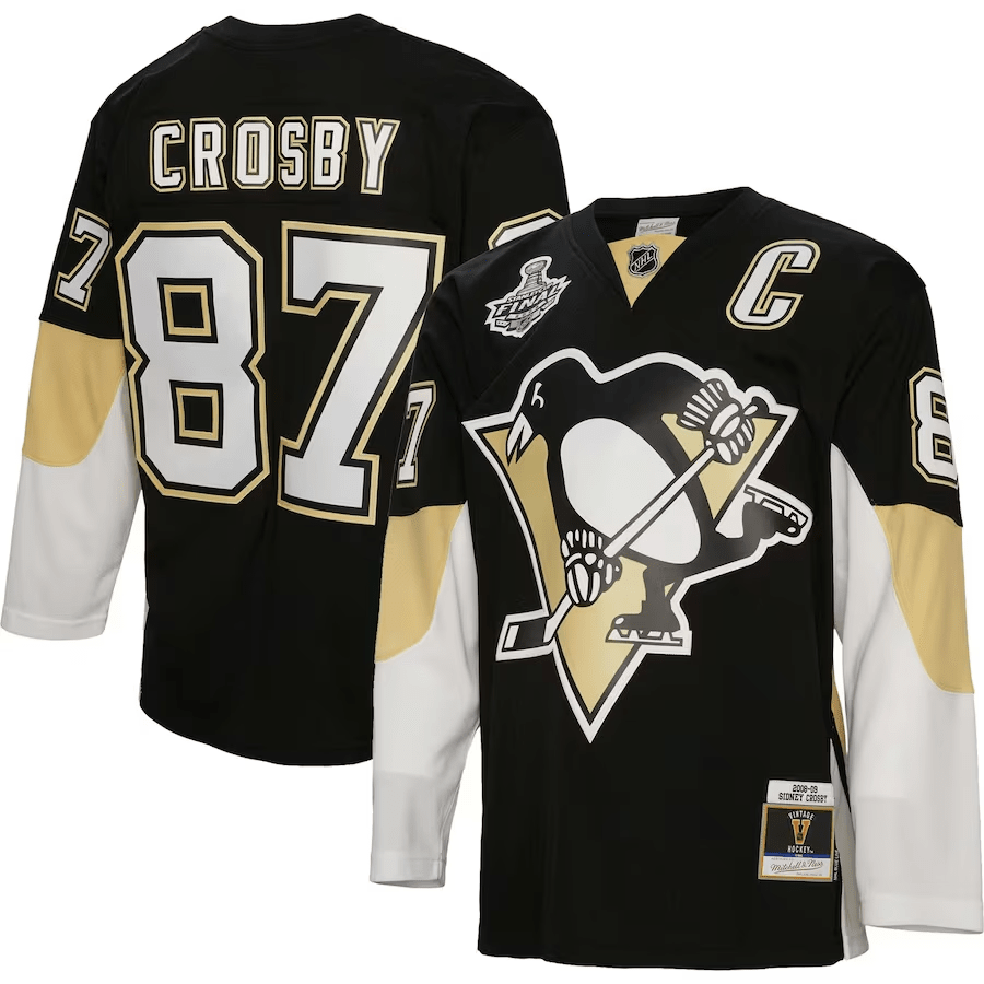 Sidney Crosby Pittsburgh Penguins 2008 Mitchell & Ness Blue Line Black Player Swingman Jersey