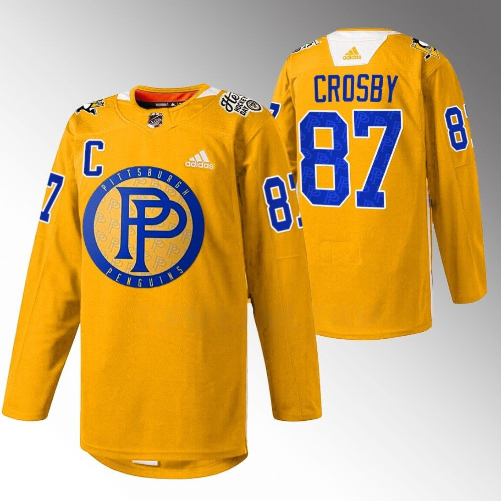 Sidney Crosby Pittsburgh Penguins 2023 Pennies-inspired Special Warm Up Yellow Player Swingman Jersey