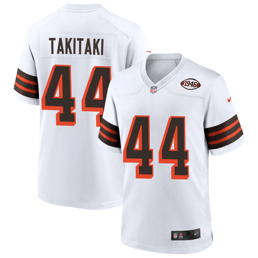 Sione Takitaki Cleveland Browns 1946 Alternate White Game Jersey