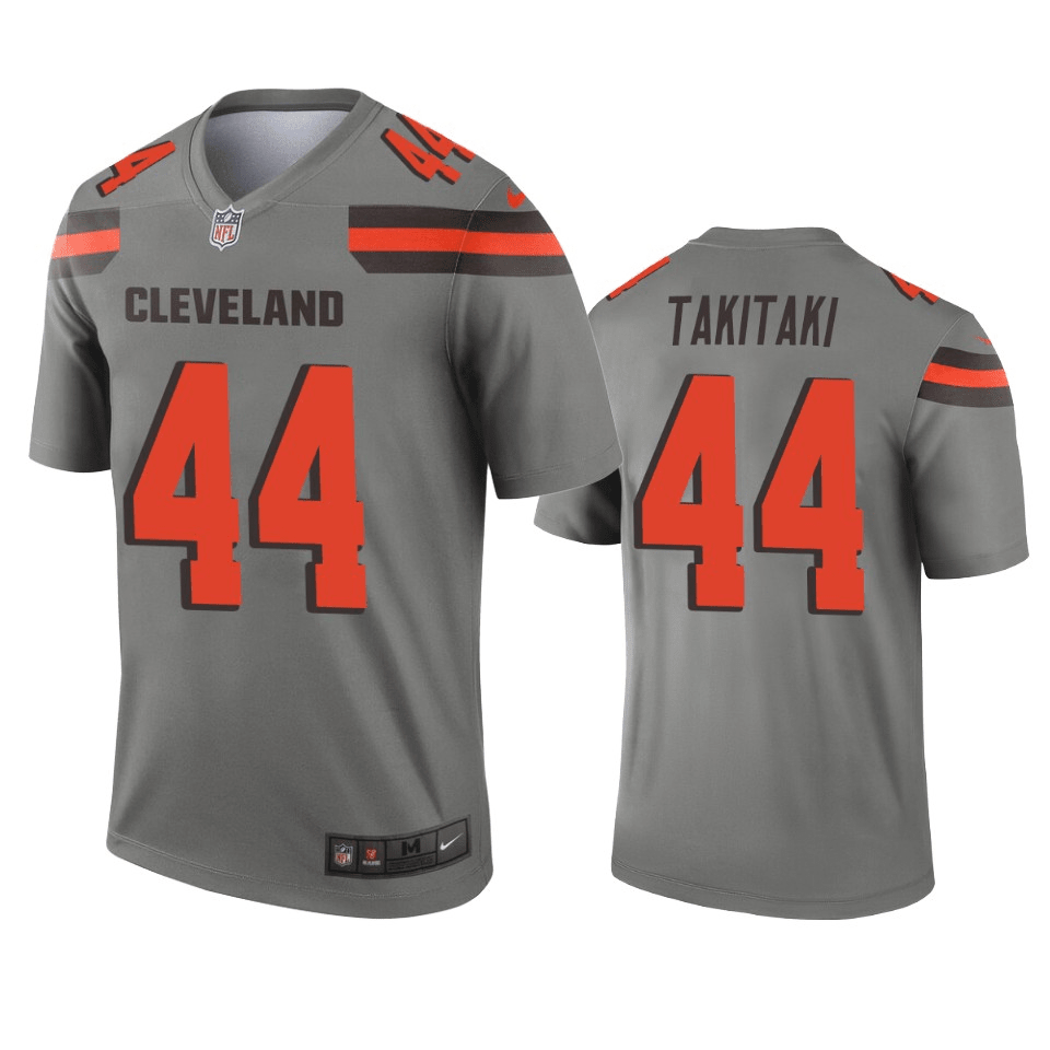 Sione Takitaki Cleveland Browns Inverted Legend Gray Game Jersey