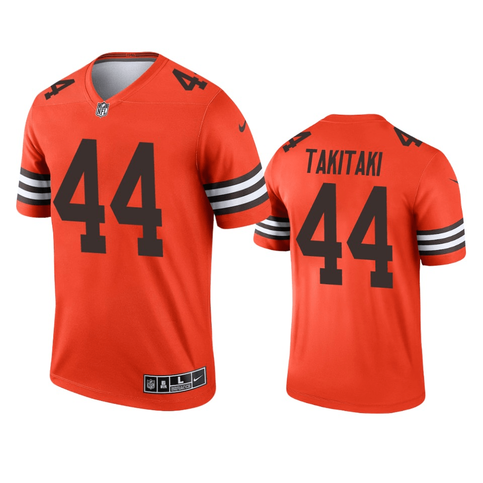 Sione Takitaki Cleveland Browns Inverted Legend Orange Game Jersey