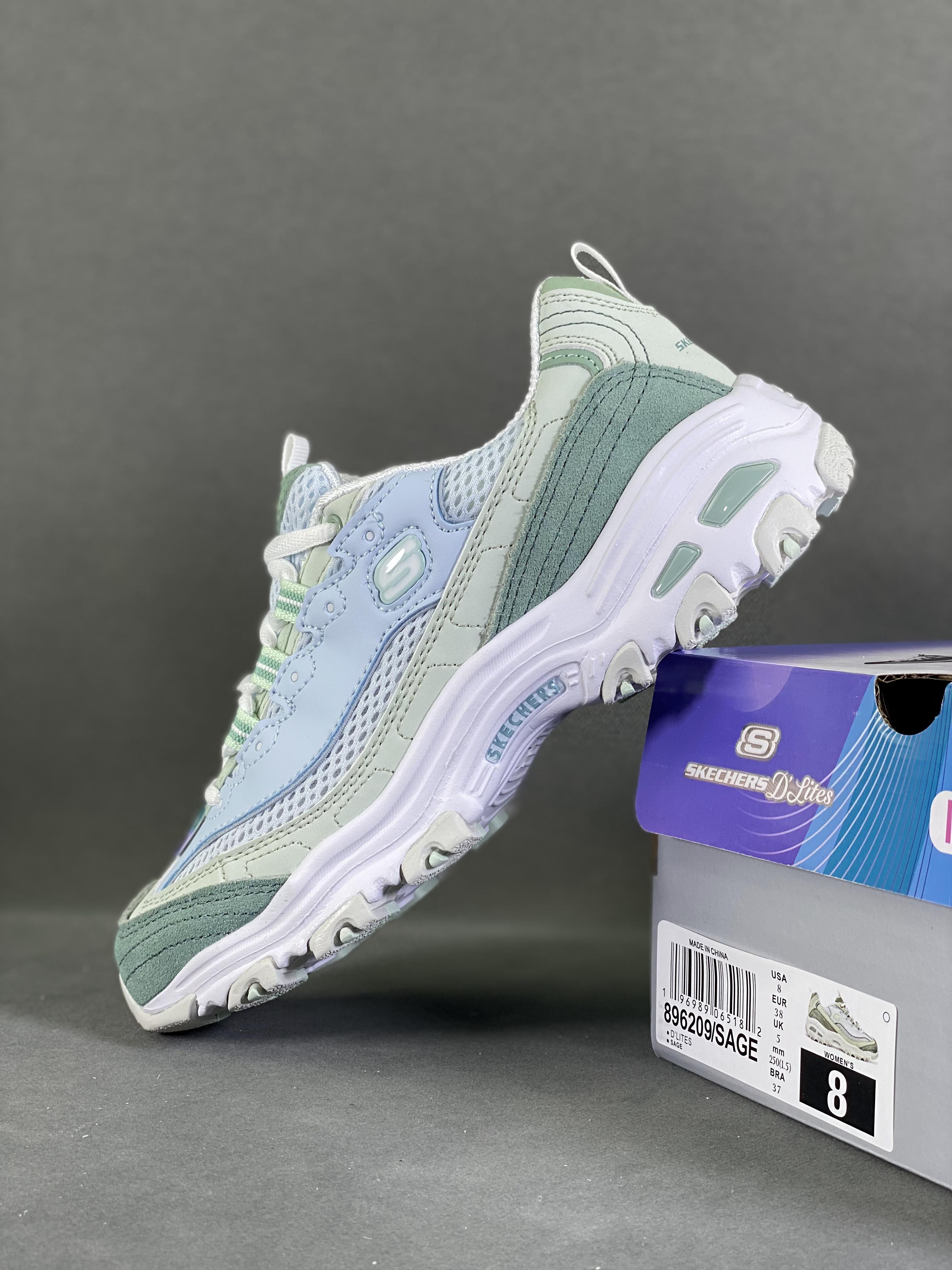 Skechers Dlires Sports and Leisure Running Shoes Item No.: 896209 Size: 35-44 (with half size) Anti-collision toe design effectively alleviates frontal impact and extrusion. TPU sheet protects toe lift and dynamic shoelace holes can provide better running performance 9