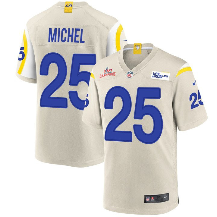 Sony Michel Los Angeles Rams 2022 Super Bowl LVI NFC Champions Logo Bone Game Jersey