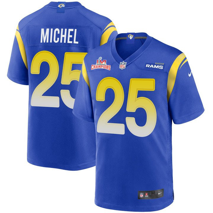 Sony Michel Los Angeles Rams 2022 Super Bowl LVI NFC Champions Logo Royal Game Jersey
