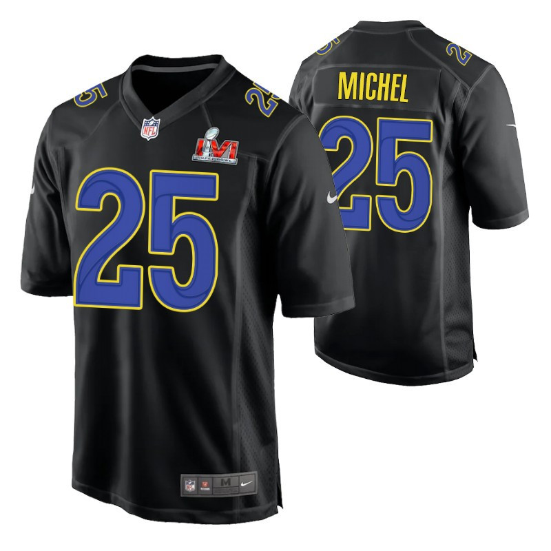 Sony Michel Los Angeles Rams 2022 Super Bowl LVI NFC Patch Black Game Jersey