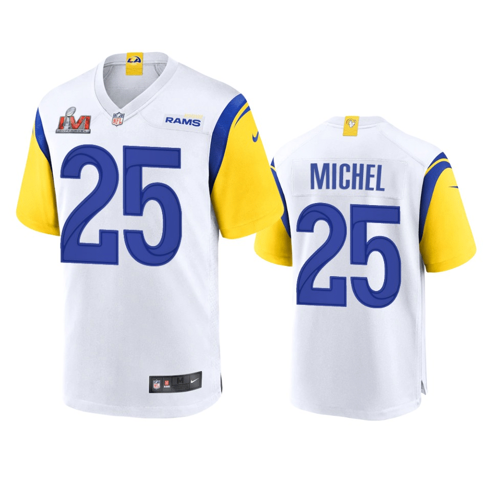 Sony Michel Los Angeles Rams 2022 Super Bowl LVI NFC White Game Jersey
