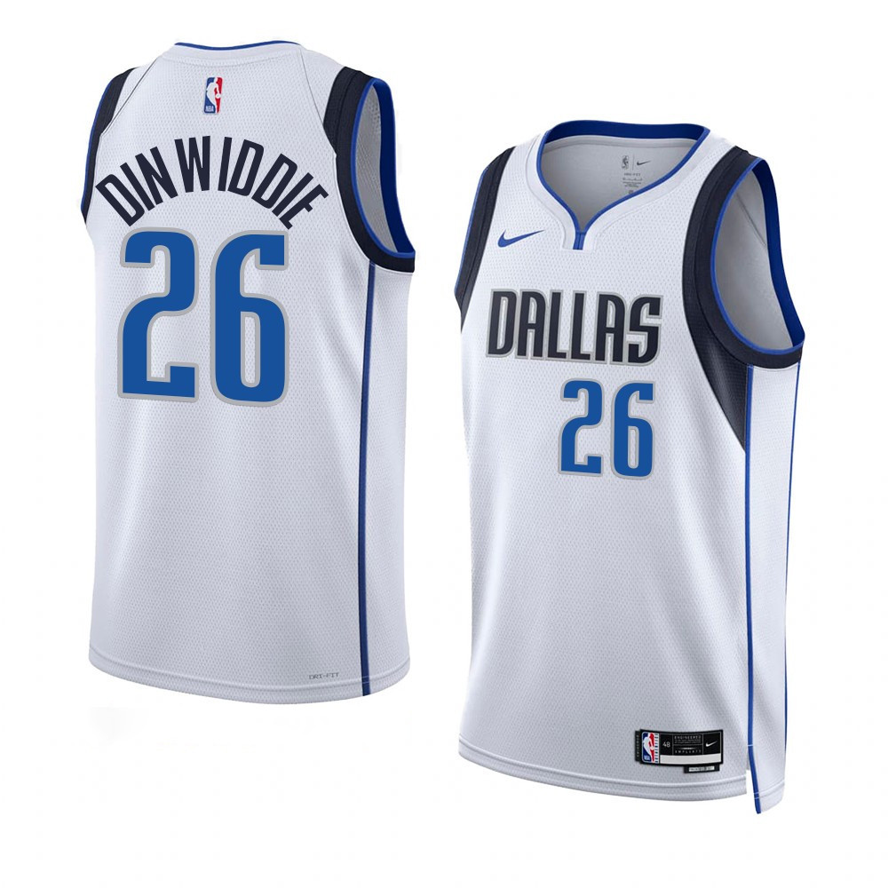 Spencer Dinwiddie Dallas Mavericks 2022-23 Association Edition White Swingman Jersey