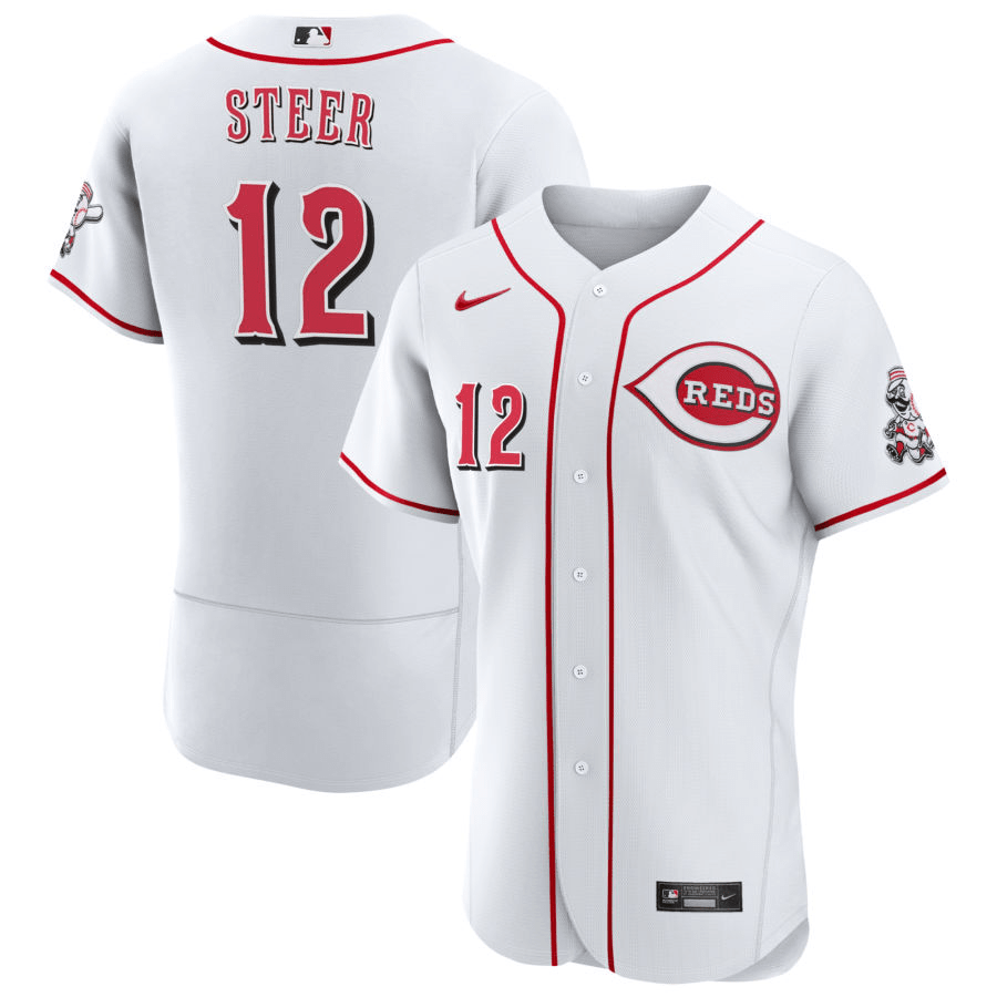 Spencer Steer Cincinnati Reds Home White Baseball Player Jersey