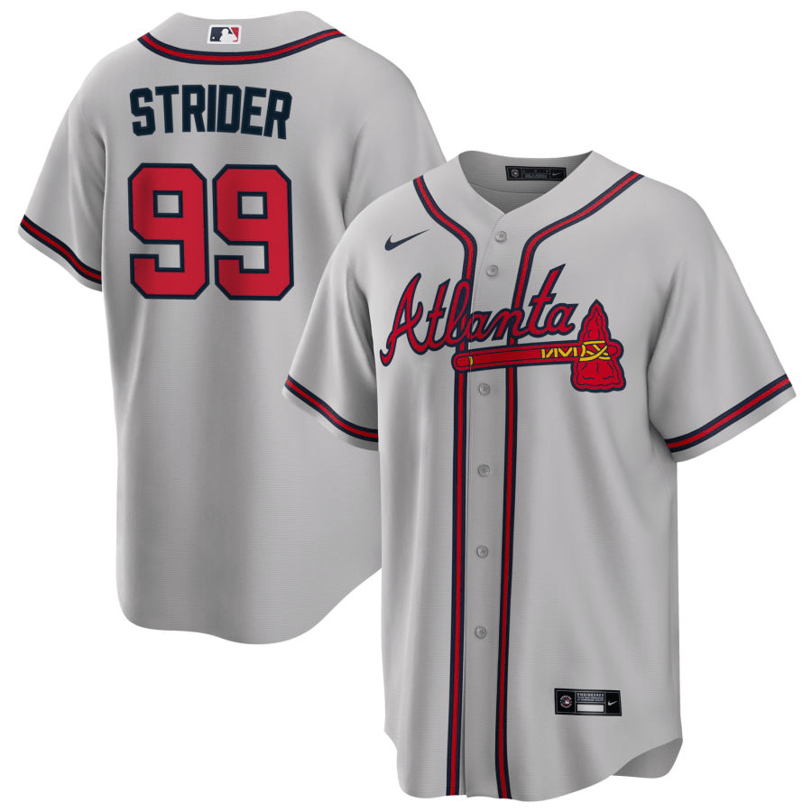 Spencer Strider Atlanta Braves Road Gray Baseball Player Jersey