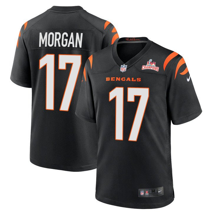 Stanley Morgan Cincinnati Bengals 2022 Super Bowl LVI AFC Champions Logo Black Game Jersey