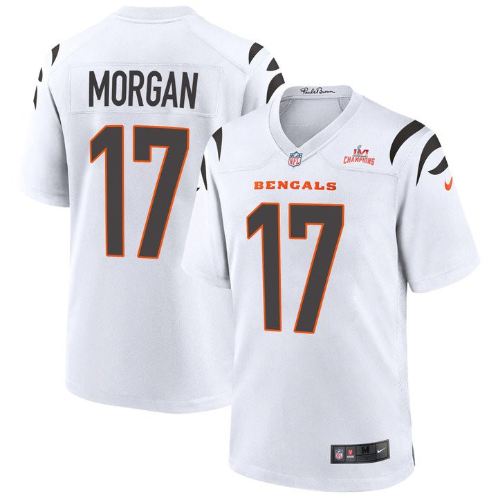 Stanley Morgan Cincinnati Bengals 2022 Super Bowl LVI AFC Champions Logo White Game Jersey