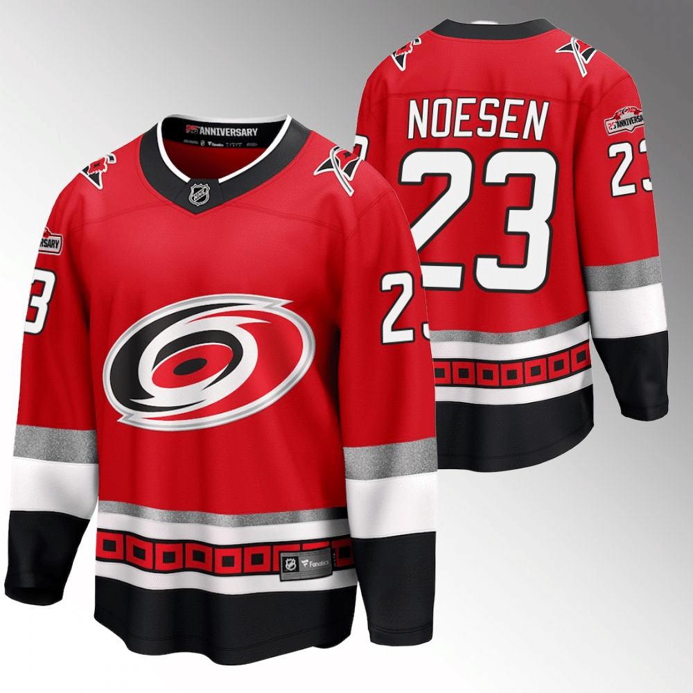 Stefan Noesen Carolina Hurricanes 25th Anniversary Red Player Swingman Jersey