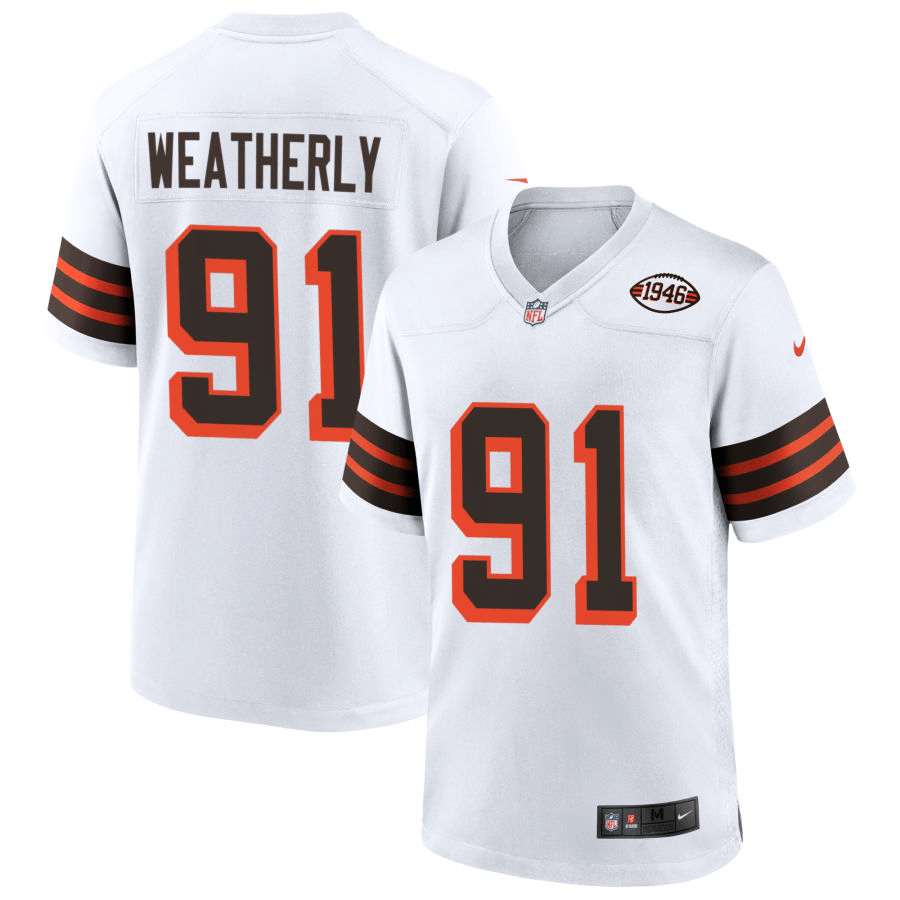 Stephen Weatherly Cleveland Browns 1946 Alternate White Game Jersey