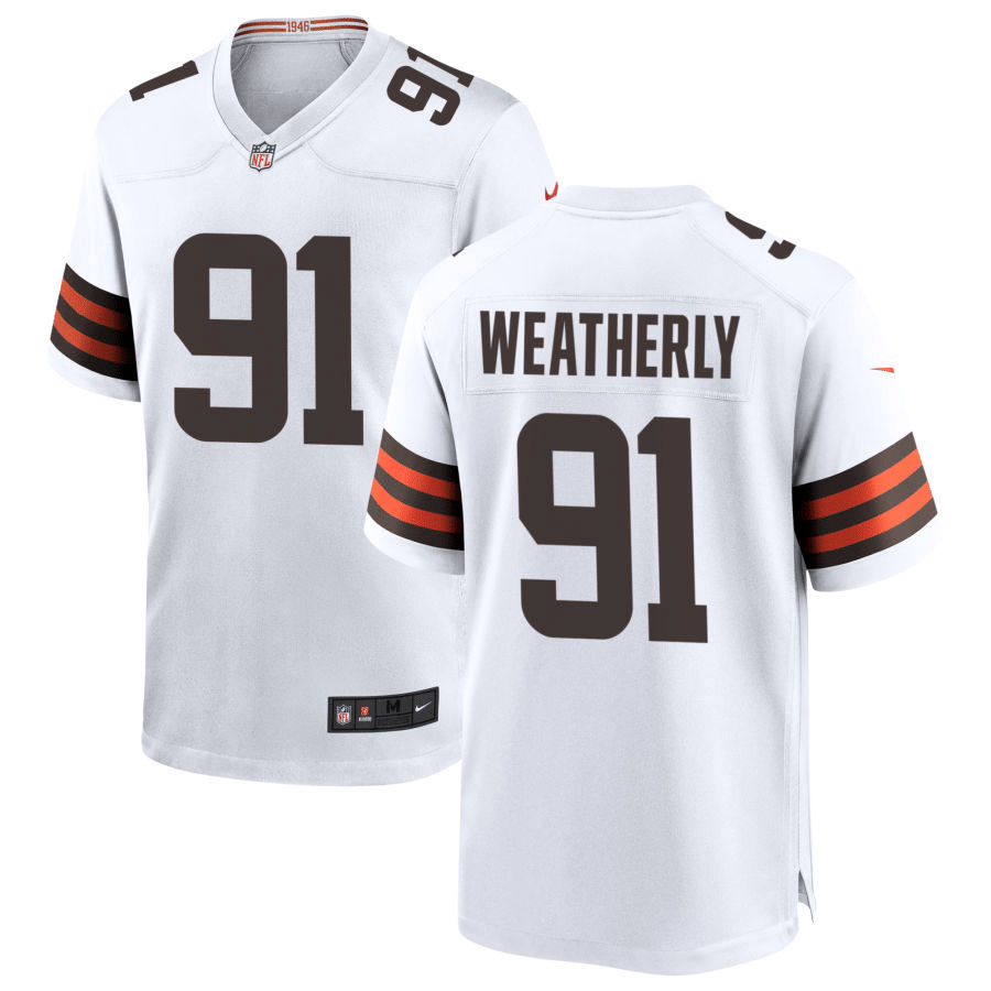 Stephen Weatherly Cleveland Browns 2020 White Game Jersey