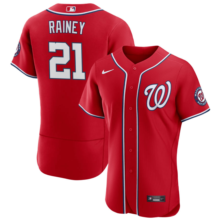 Tanner Rainey Washington Nationals Alternate Scarlet Baseball Player Jersey