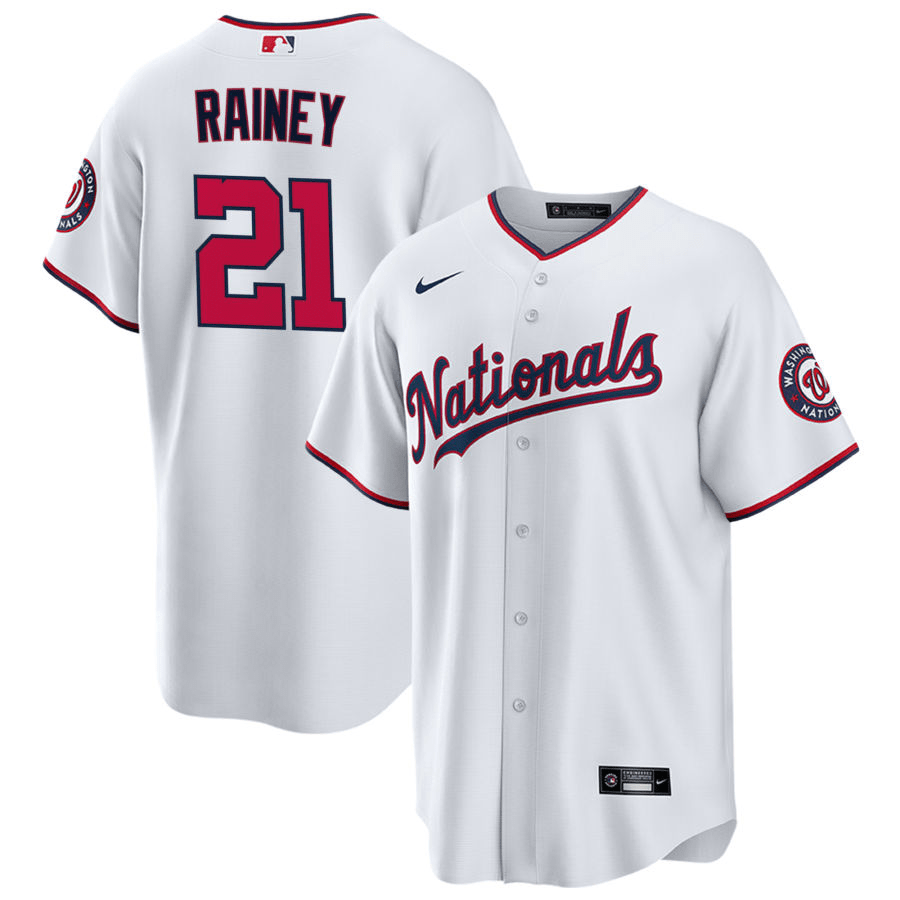 Tanner Rainey Washington Nationals Home White Baseball Player Jersey