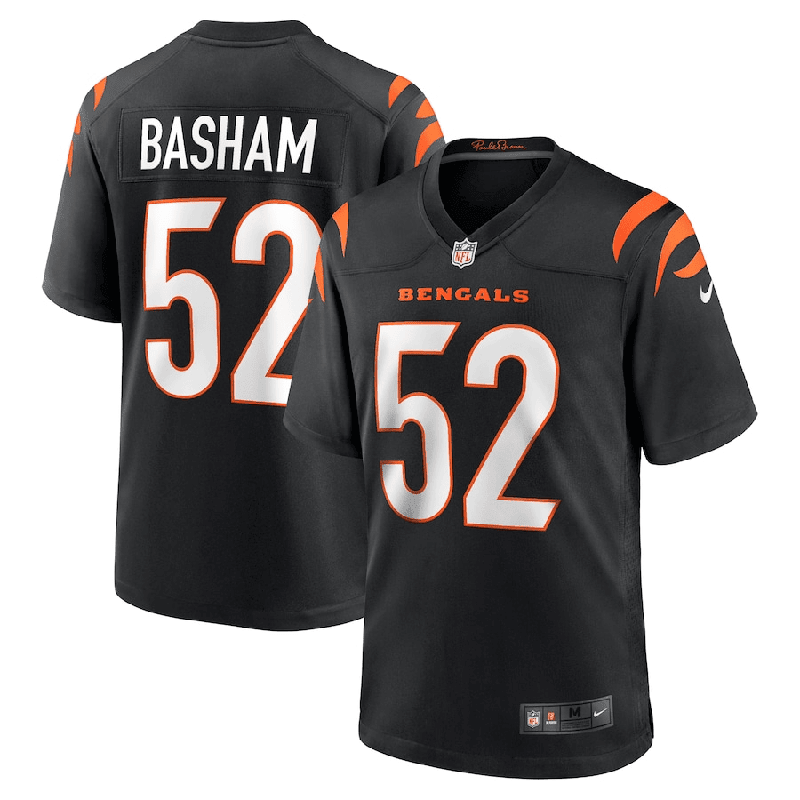 Tarell Basham Cincinnati Bengals Black Retired Player Game Jersey