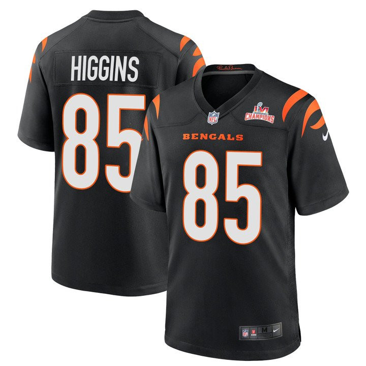 Tee Higgins Cincinnati Bengals 2022 Super Bowl LVI AFC Champions Logo Black Game Jersey