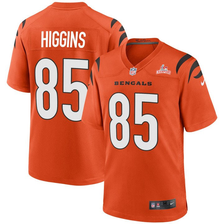 Tee Higgins Cincinnati Bengals 2022 Super Bowl LVI AFC Champions Logo Orange Game Jersey