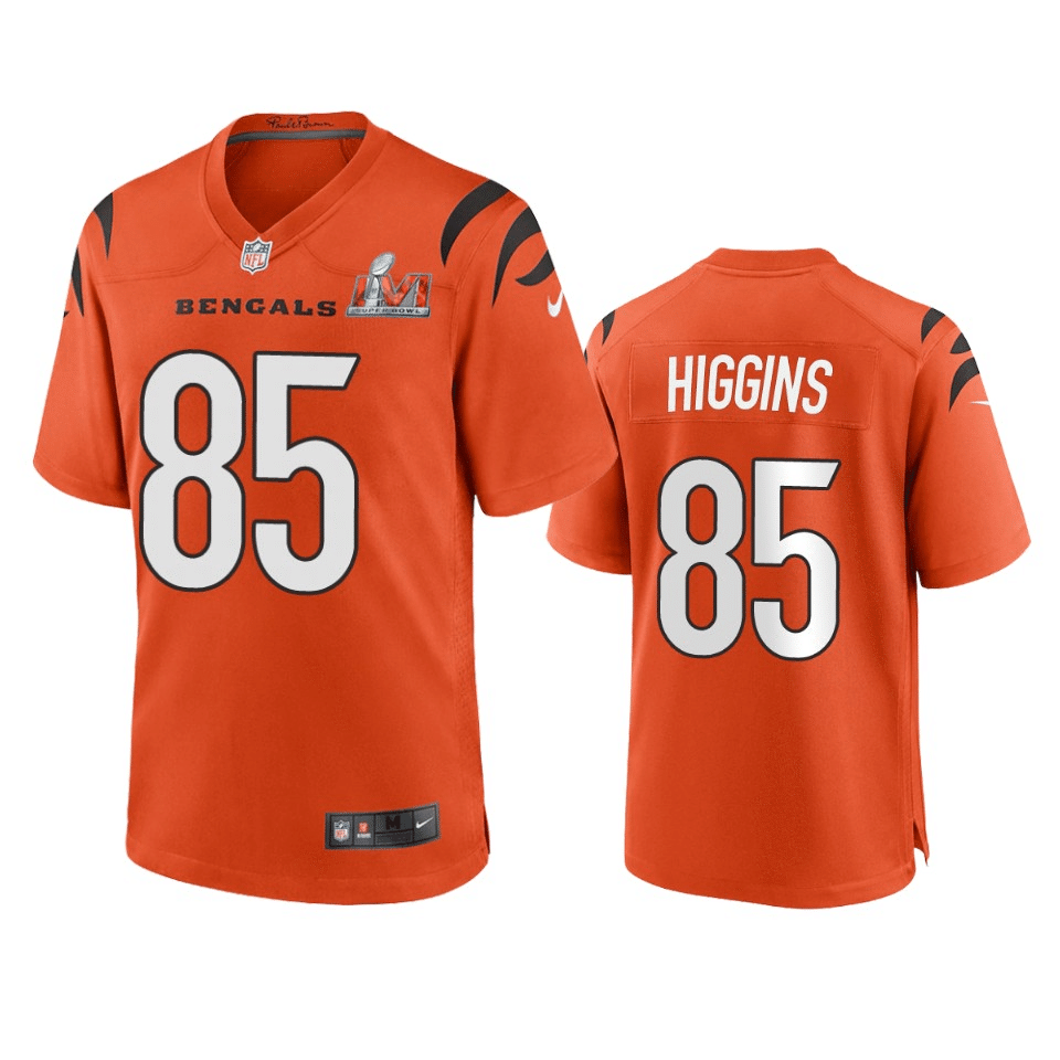 Tee Higgins Cincinnati Bengals 2022 Super Bowl LVI AFC Orange Game Jersey