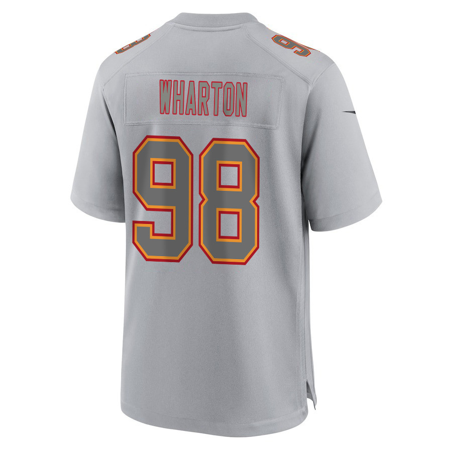 Tershawn Wharton 98 Kansas City Chiefs Super Bowl LVIII Champions 4 Stars Patch Atmosphere Fashion Game Men Jersey - Gray