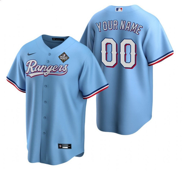 Texas Rangers 2023 World Series City Connect Stitched Custom Blue Jersey