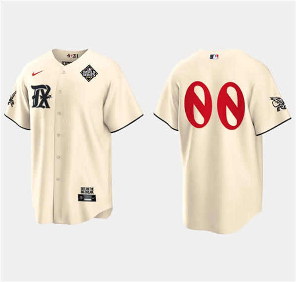 Texas Rangers 2023 World Series City Connect Stitched Custom Cream Jersey