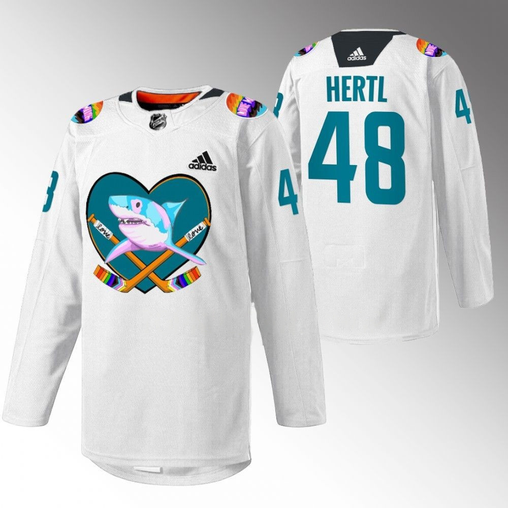 Tomas Hertl San Jose Sharks 2023 Pride Night Warm Up White Player Swingman Jersey