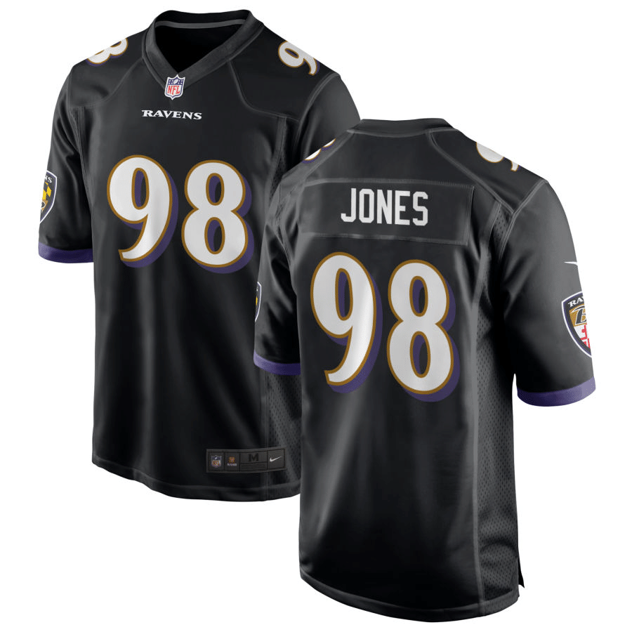 Travis Jones Baltimore Ravens Black Game Jersey