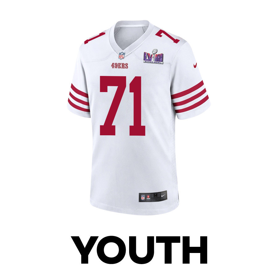 Trent Williams 71 San Francisco 49ers Super Bowl LVIII Patch Game YOUTH Jersey – White