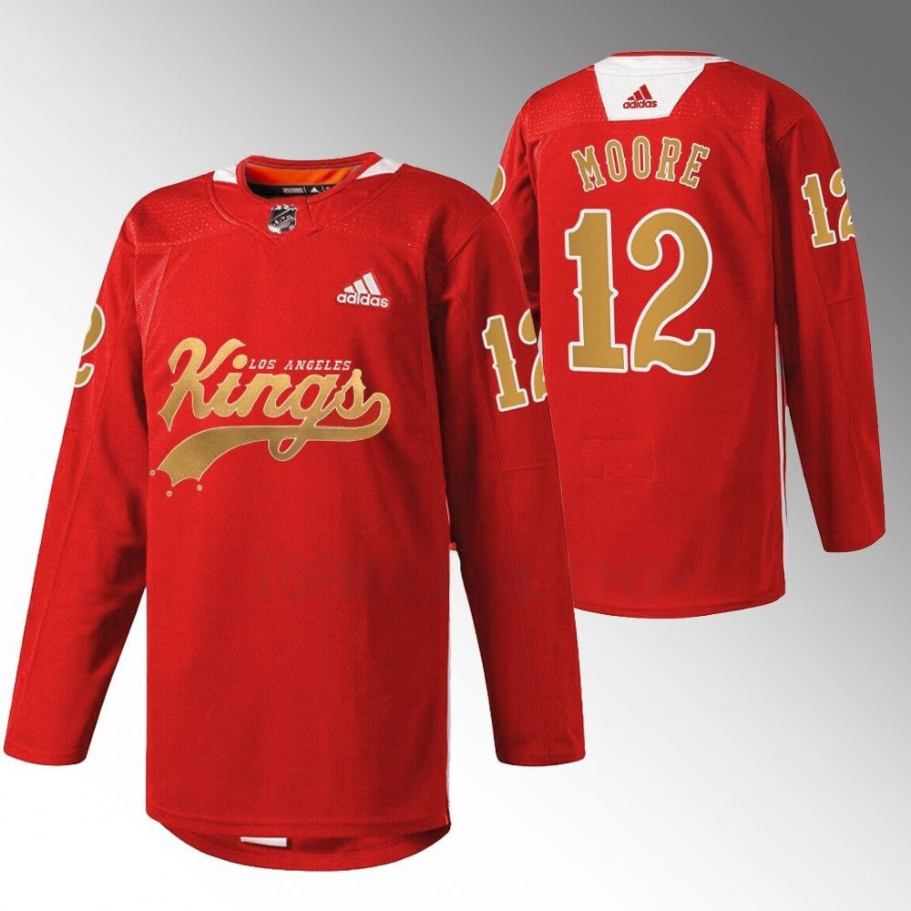 Trevor Moore LA Los Angeles Kings 2022 Cherry Warm Up Red Player Swingman Jersey