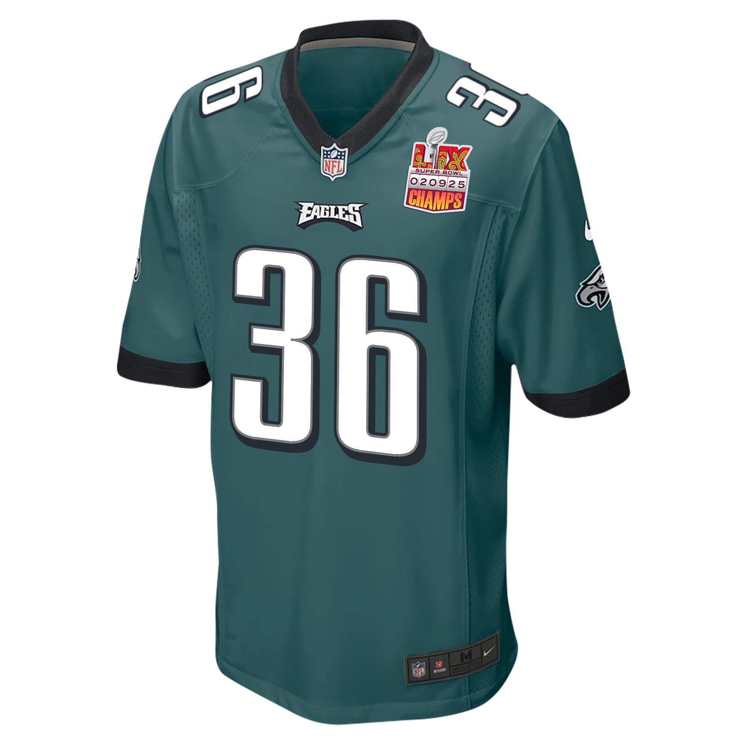 Tristin McCollum 36 Philadelphia Eagles Super Bowl LIX Champions Patch Game Men Jersey - Midnight Green