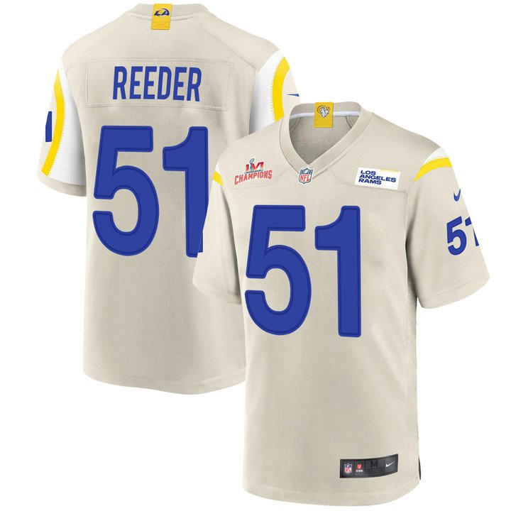Troy Reeder Los Angeles Rams 2022 Super Bowl LVI NFC Champions Logo Bone Game Jersey